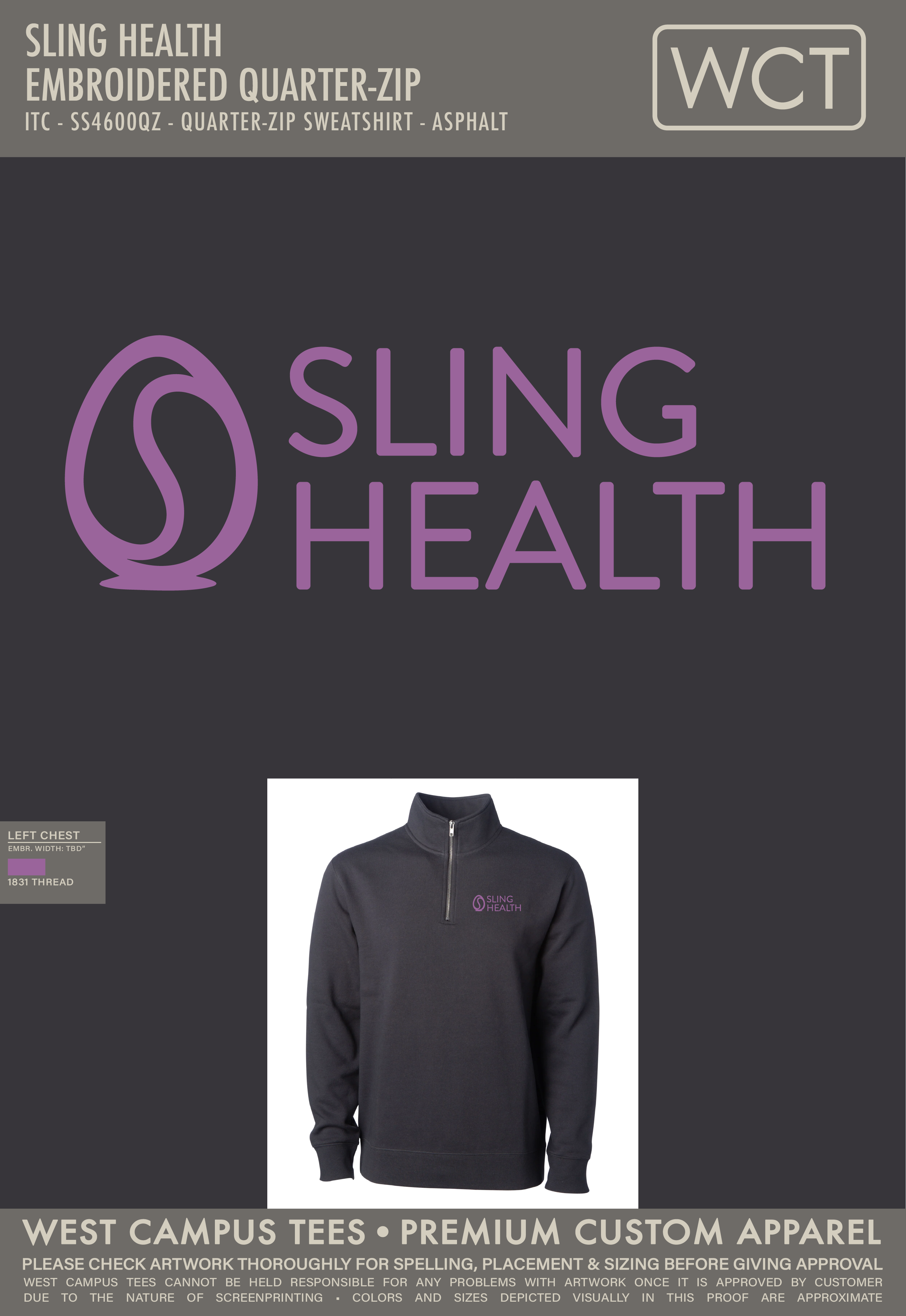 Sling Health Member Quarter-Zip: Asphalt