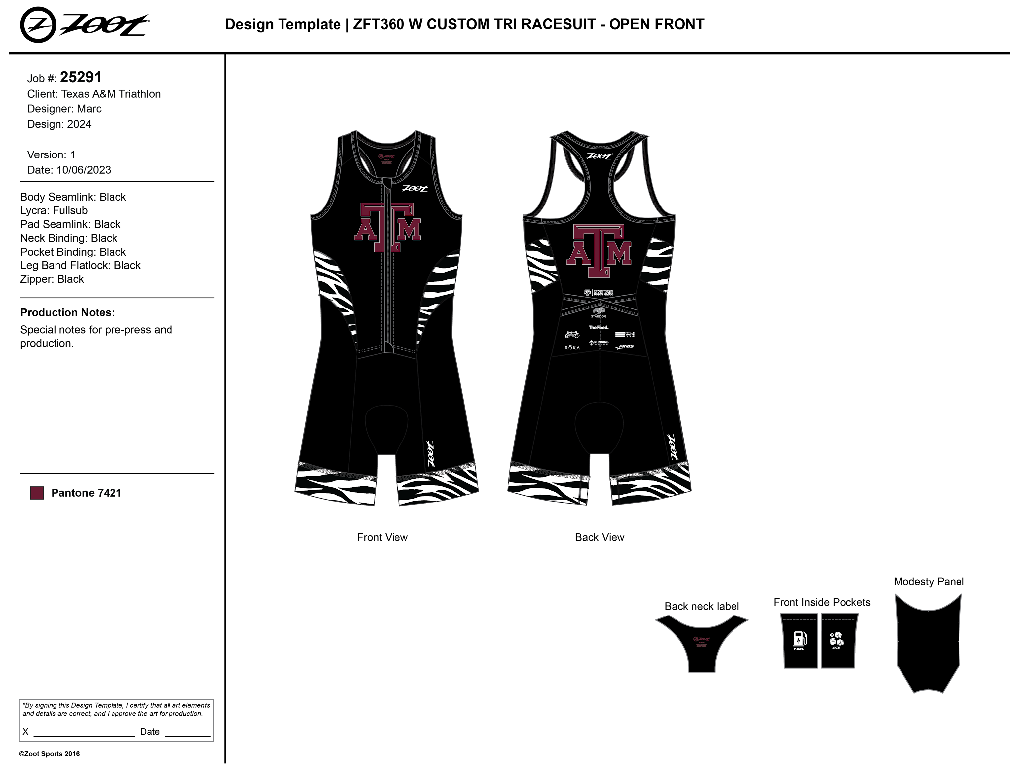WOMEN'S Sleeveless Side Zebra Stripe Tri Suit