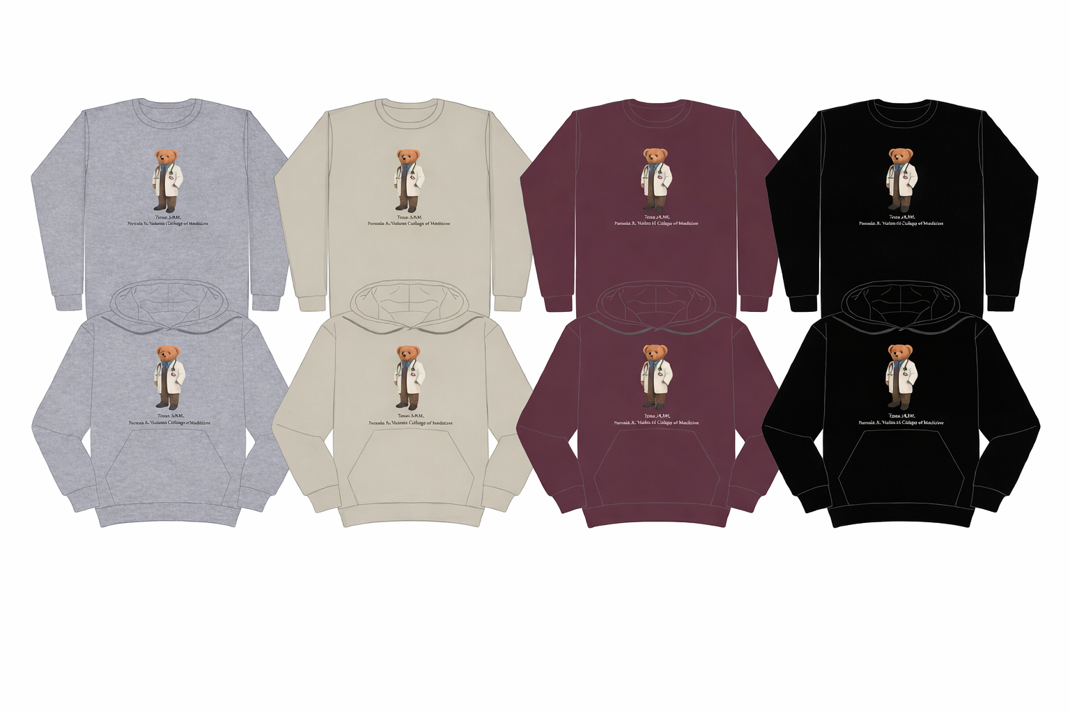 Dr. Bear Hooded Sweatshirt - TAMU College of Medicine