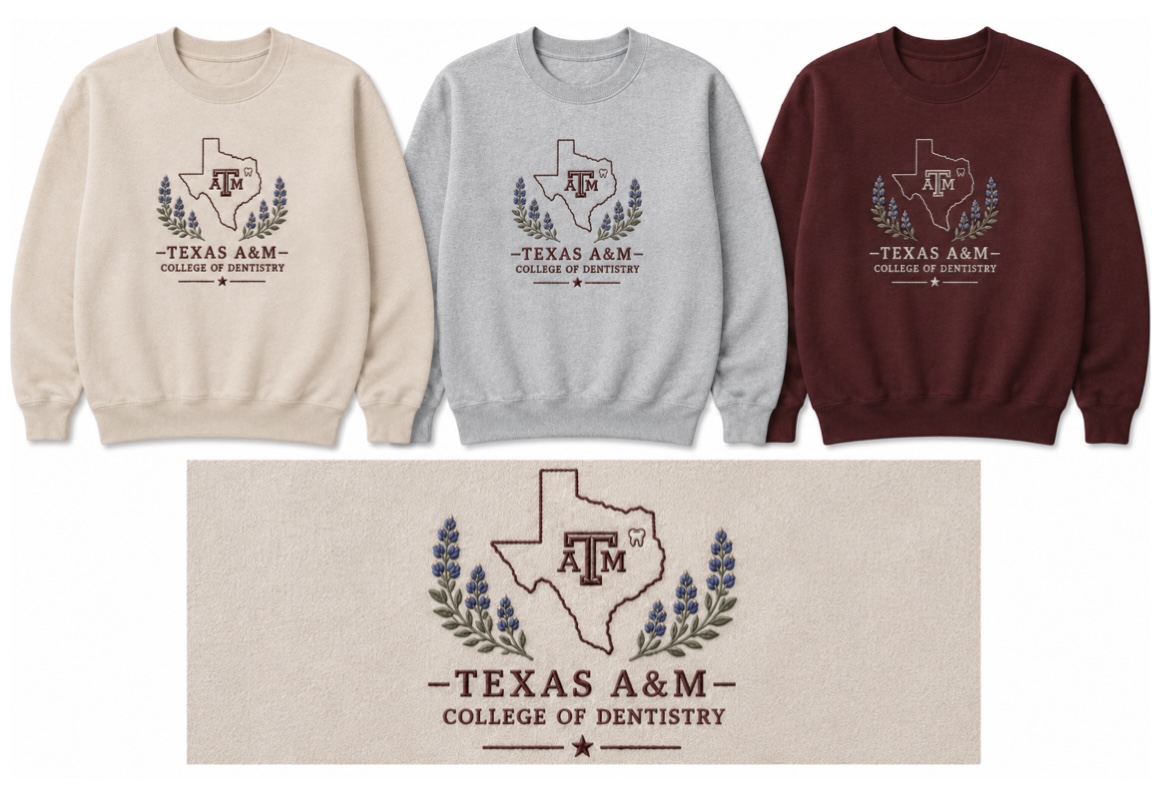 College of Dentistry Embroidered Bluebonnet Crewneck