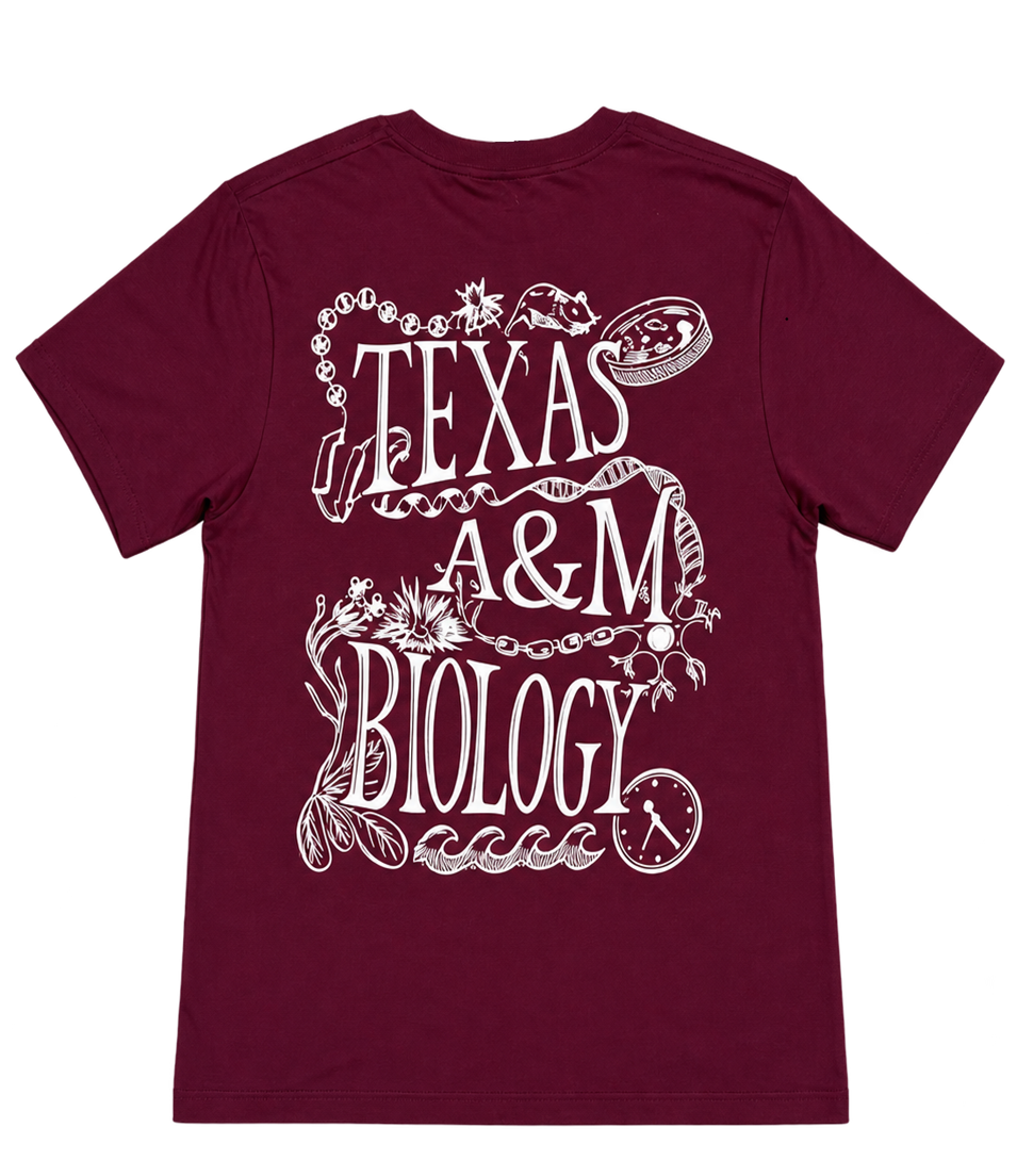 Back of 2026 biology department t-shirt