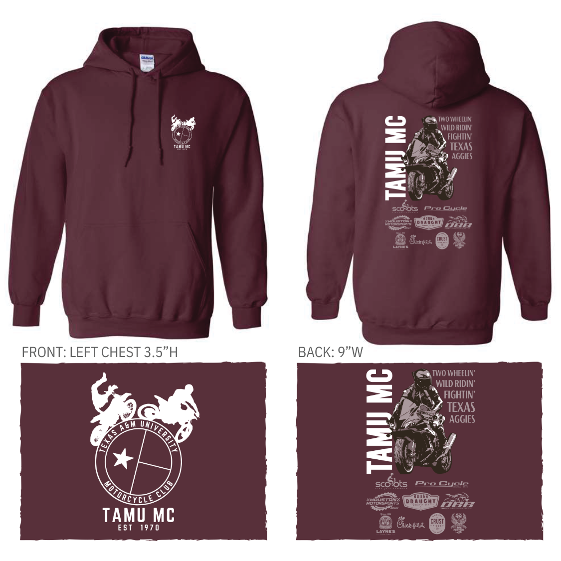 Texas A&amp;M Motorcycle Club Hoodie